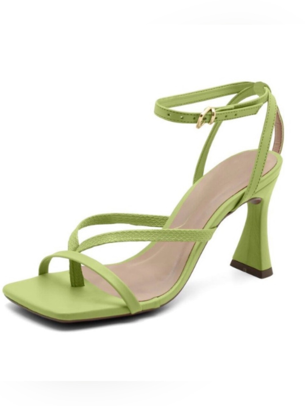 NEW Designer Strappy Lime Green Square Toe Heel